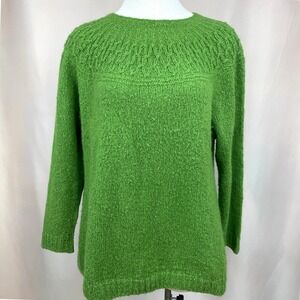 Vintage Handknit Womens Sweater (L) Fuzzy Retro Green‎ Baggy Soft Cottage Indie